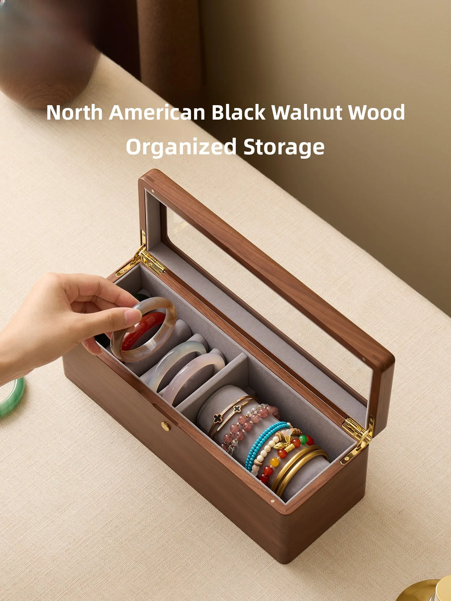 

Элитная деревянная шкатулка Fanhuan для браслетов и украшений, большая вместительная коробка-органайзер для хранения на рабочем столе, винтажный стиль