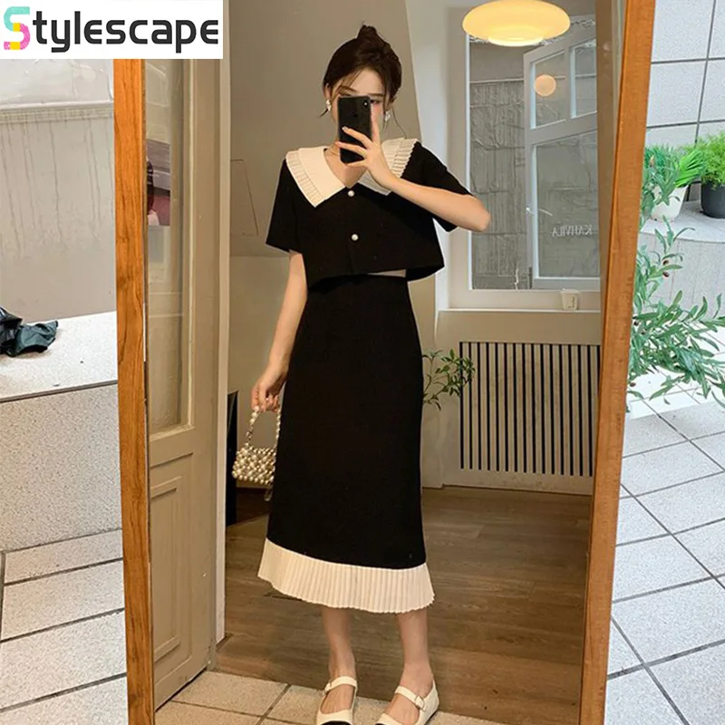 Summer Oversized Slimming French Style Temperament Small Fragrance Commuting Short Sleeved Jacket Half Skirt Two Piece Set