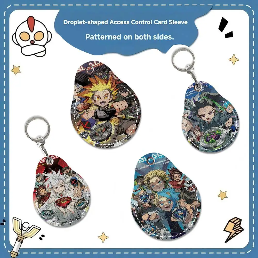 

Anime B-Beyblade X Vintage Mini Water Drop Shape Community Access Card Holder Elevator Card Sensor Drop Card Protector Keychain