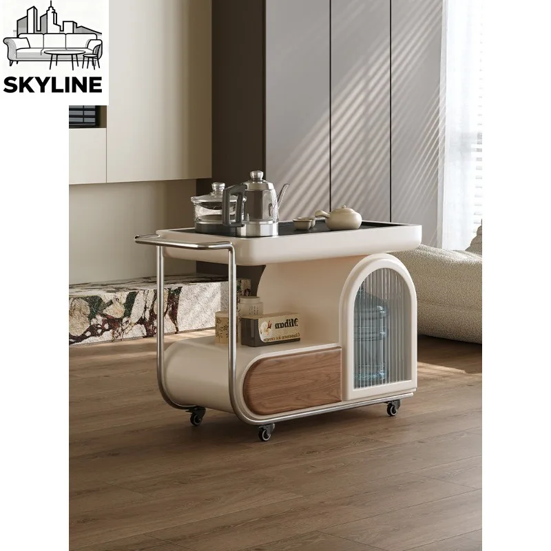 Movable coffee table Small apartment tea making integrated cart Balcony with kettle tea table