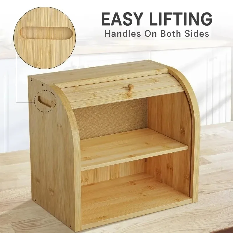 [2026] Counter de cuisine moderne à 2 étages, boîte à pain à Double couche, conteneur de stockage en bambou de grande capacité, offre spéciale