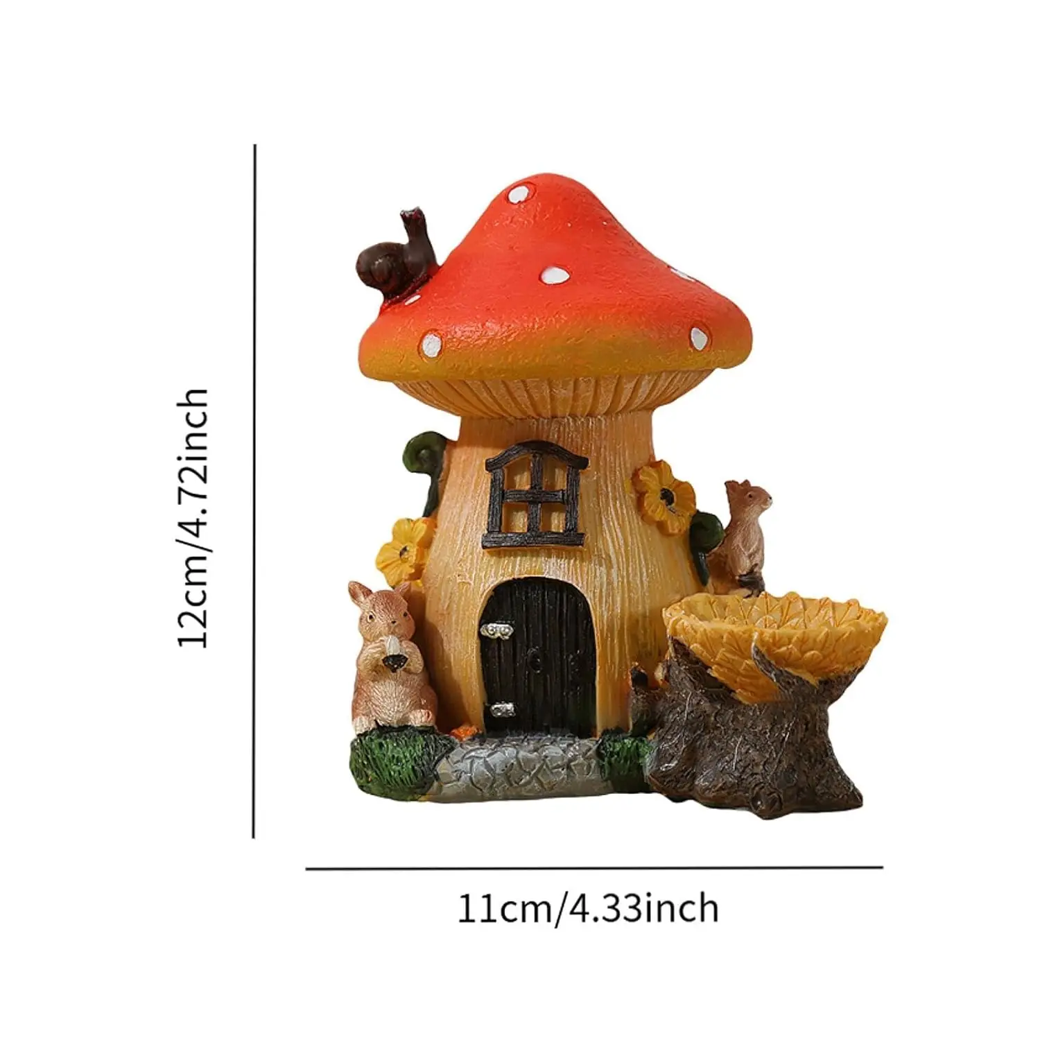 Resin Mushroom House with Cute Squirrel Fairy Garden Figurines Adorable Ring Jewelry Holder Home Desktop Decor Gift Animal Craft