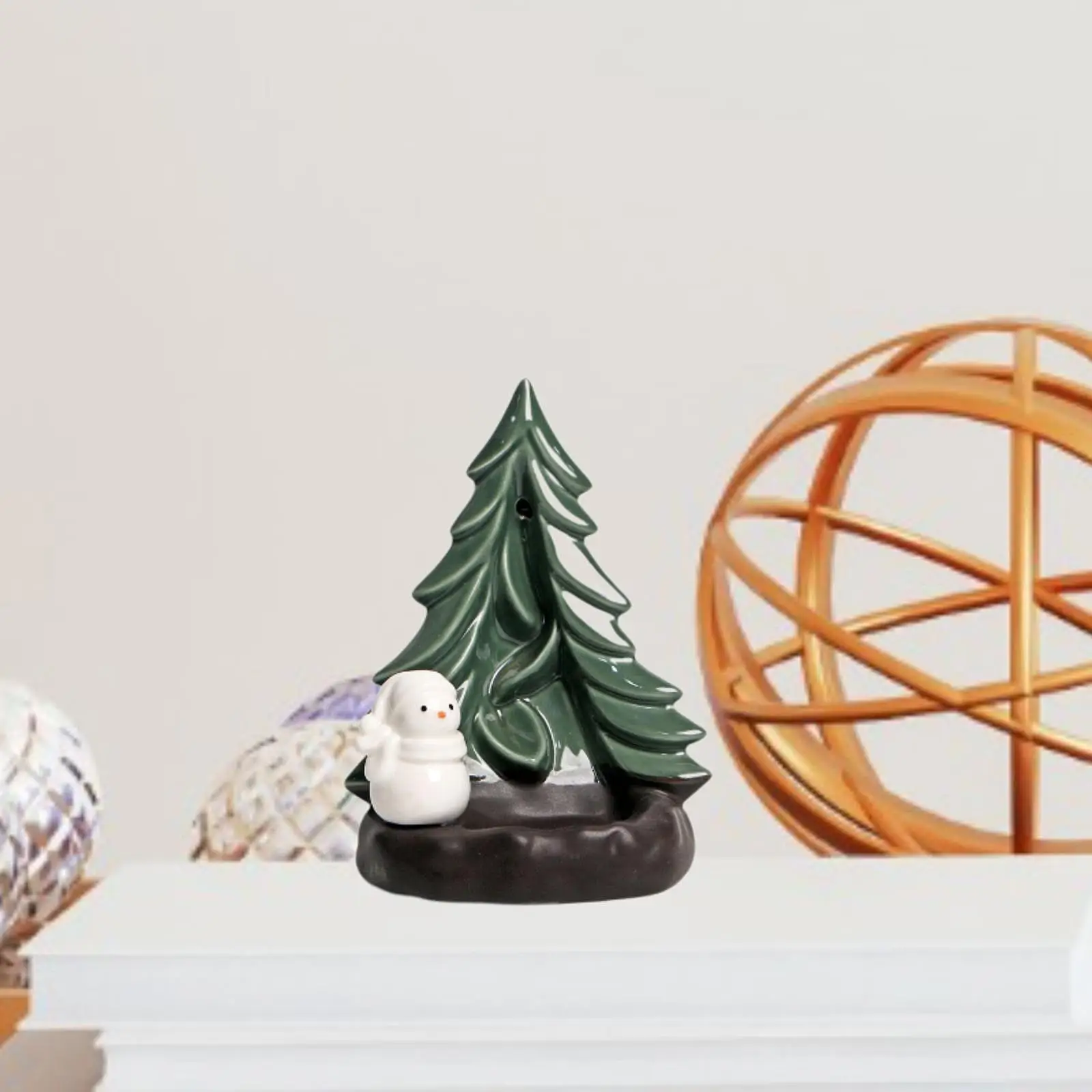 Backflow Incense Burner Mediation Ceramic Birthday Gift Christmas Figurine Ornament for Living Room Cabinet Yoga Desktop Decor