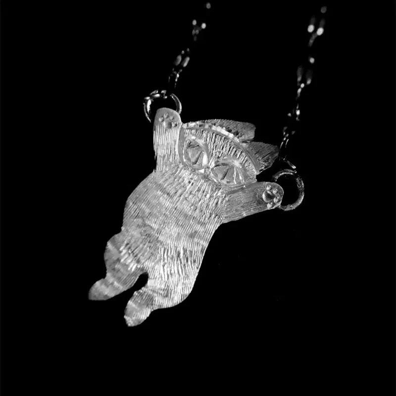 Universe Grocery Store Handmade Sterling Silver Kitten Pendant, Cute Metal Pendant, Handmade Necklace Accessories