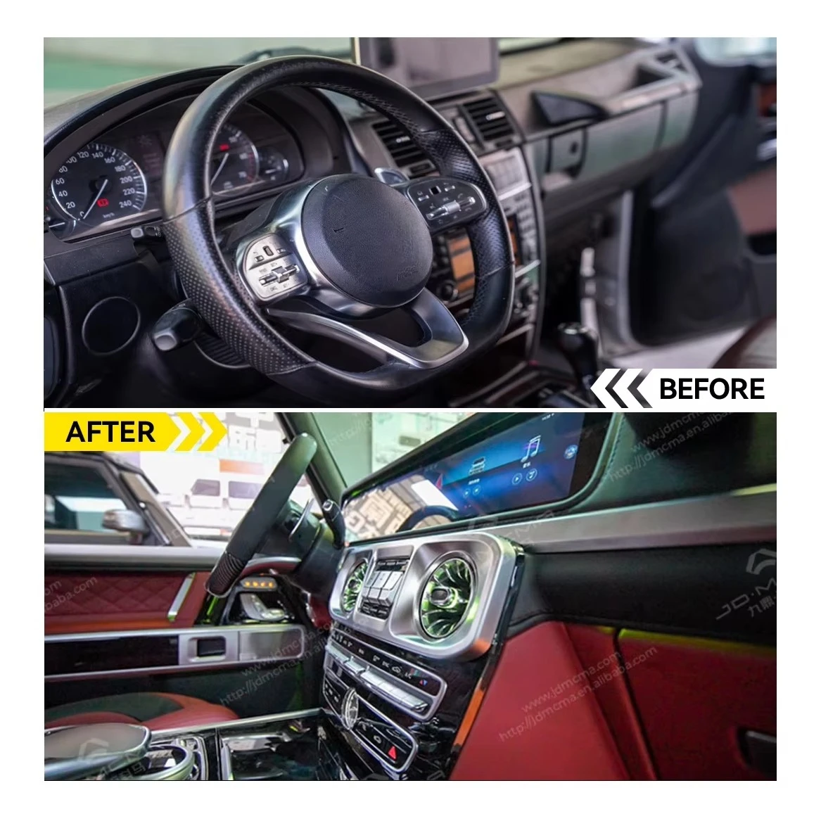 طقم داخلي عالي الجودة باللون الأحمر من فئة G قطع غيار ملحقات السيارات الداخلية #4