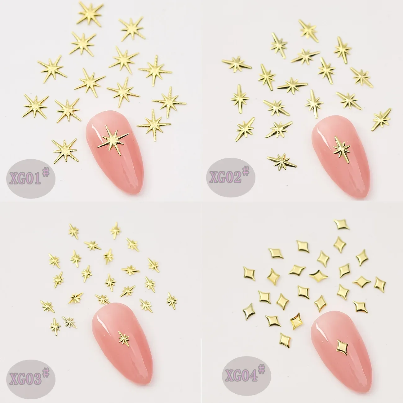 Acquista all'ingrosso Paga una tariffa di spedizione solo 100 pezzi Starlight Nail Rivet Studs Oro Argento Stelle Luce Nail Art Charms Asterismo