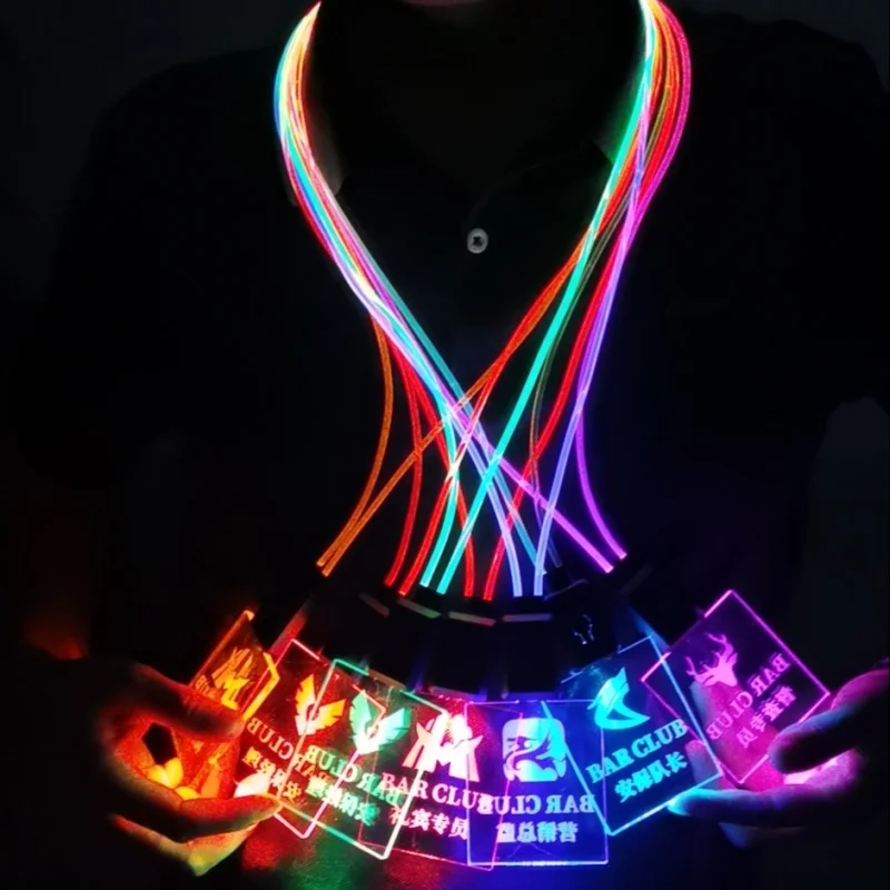 Customized.product.USB rechargeable New Hot Selling Customized LOGO Colorful Badge ID  Card Holder Glowing LED Lanyard