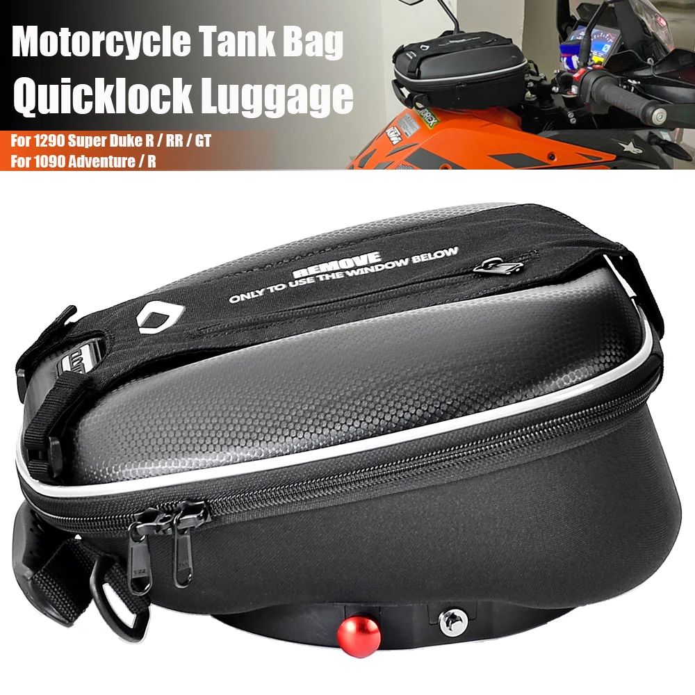 Waterproof Motorcycle Tank Bag for 1290 Super Duke R RR GT 1050 1090 Adventure R Quick Lock Ring Tool Pouch with Quick Lock Ring
