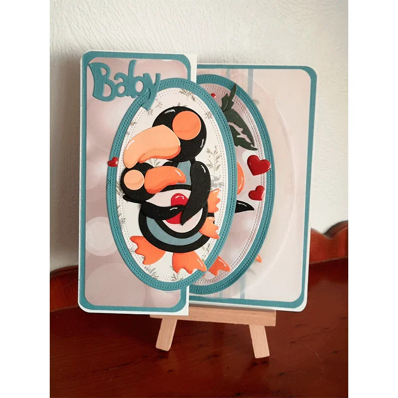 رسالة الحب الطوقان الطيور في إطارات زجاجة قطع معدنية مربعة يموت سجل القصاصات قالب النقش الاستنسل لتقوم بها بنفسك بطاقة المعايدة #6