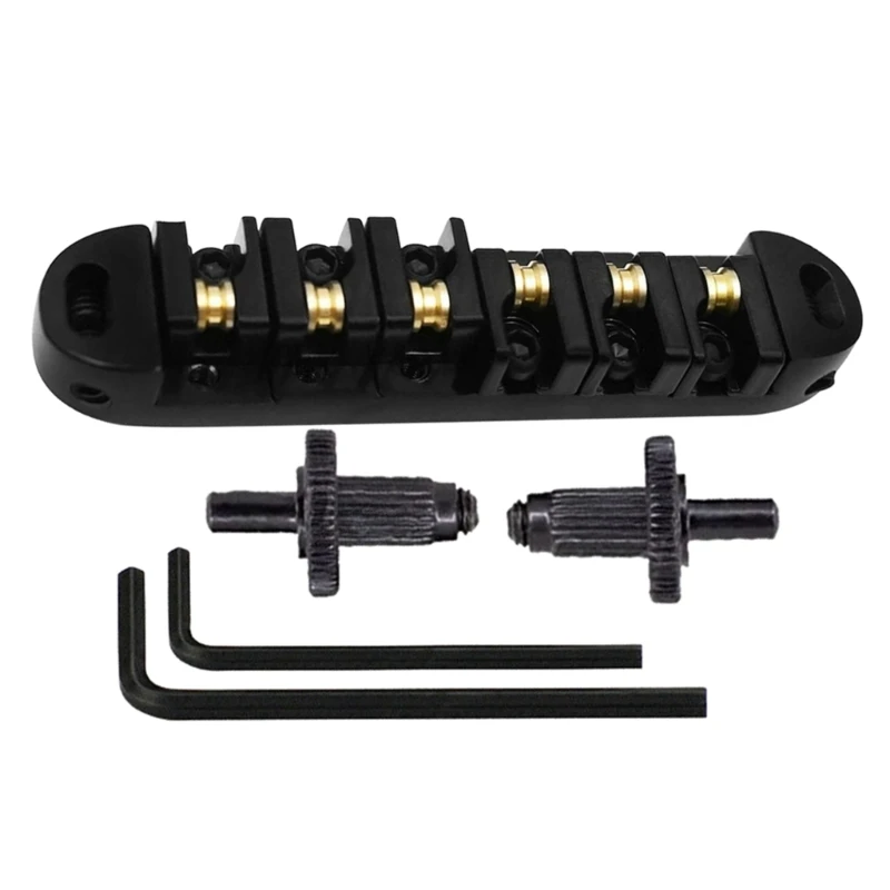 Tune O Matic Bridge, Roller Saddle Tune O-Matic Guitar Bridge with Allen Wrench & Studs for LP Guitar Replacements Set