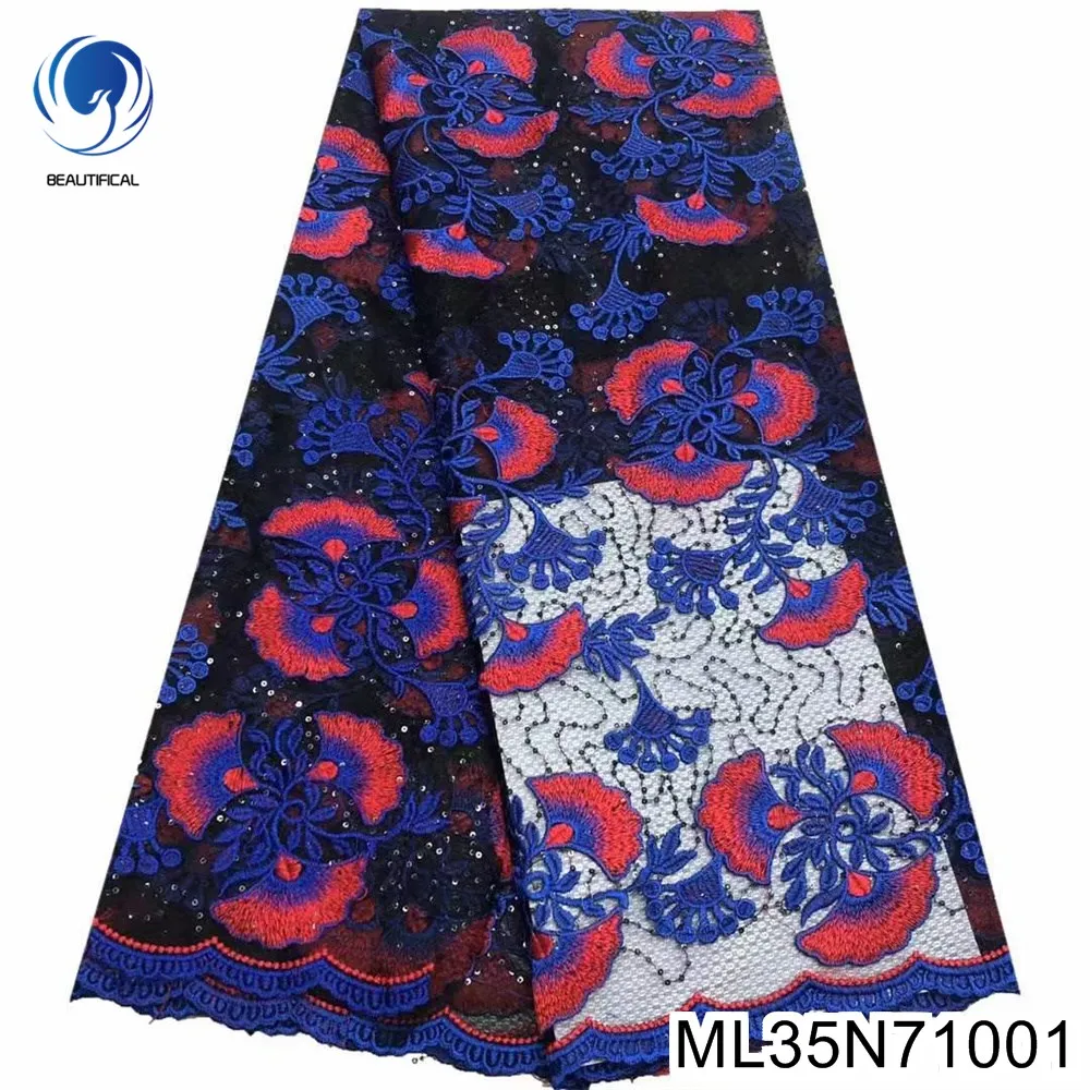 

Floral Embroidered Evening Dress, African Trim, Sequin Sewing, Tulle Lace Fabric, Premium Plants, Best New, ML35N710