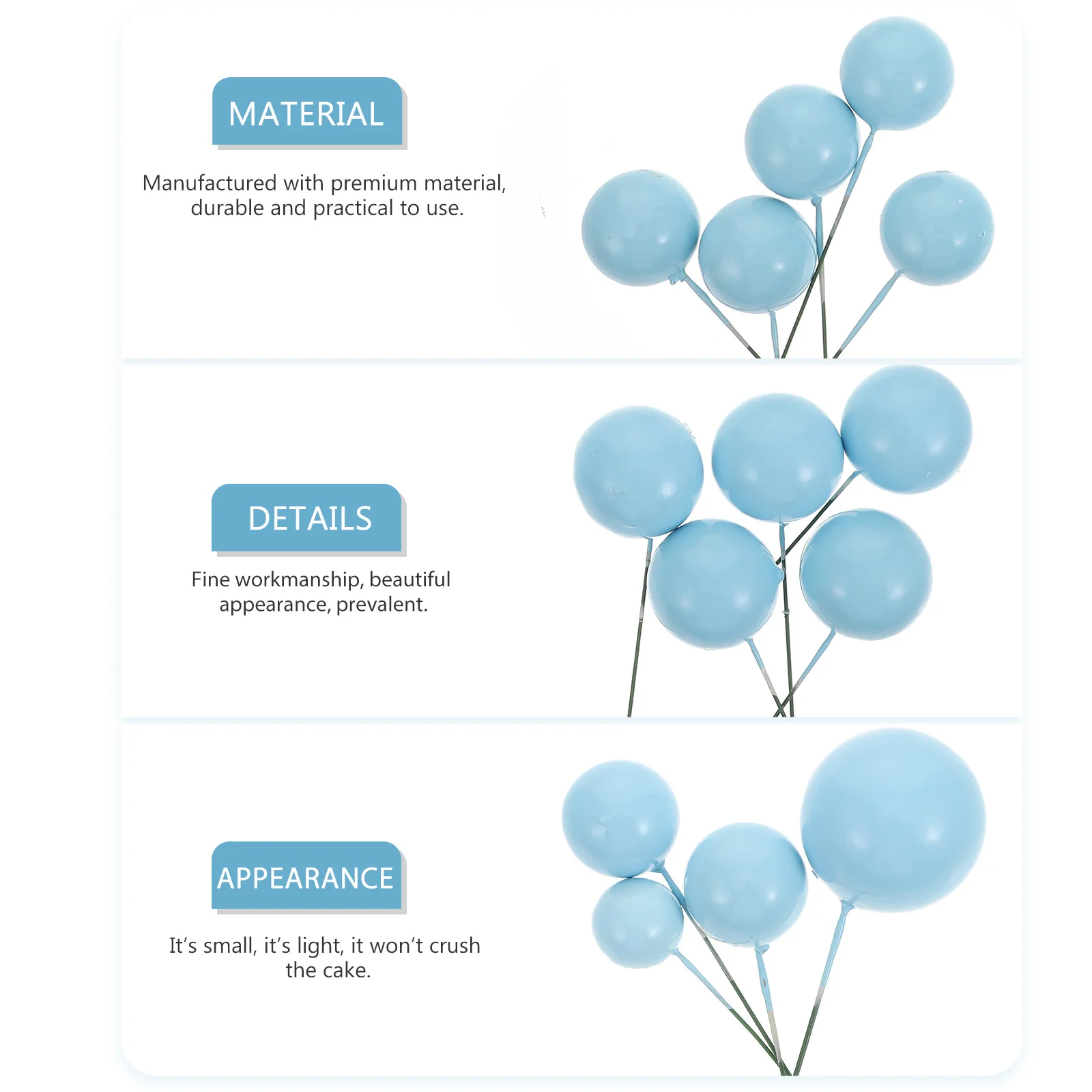 

20Pcs Cake Balloon Topper Creative Festival Birthday Decoration Cake Pick Party Balloon Decor for Dessert Holiday Celebration