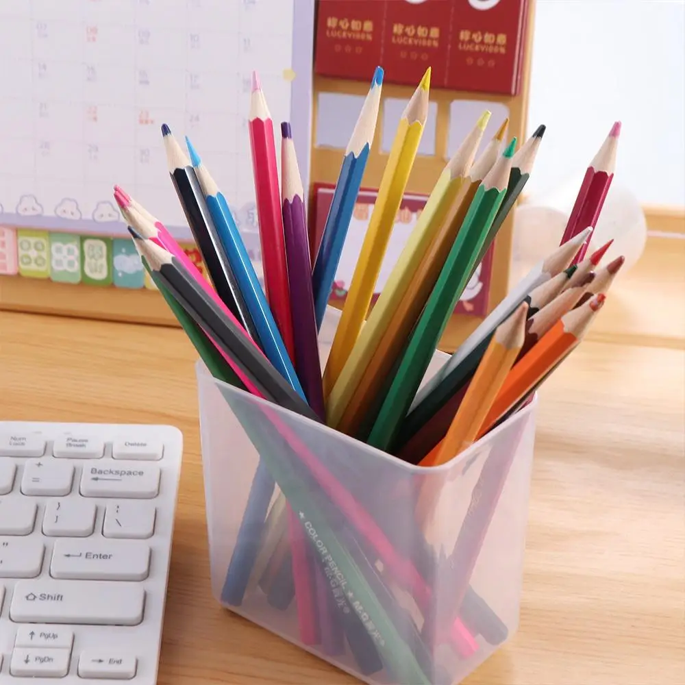 Transparent Wall Mount Pen Pencil Holder Multifunction Large Capacity Pencil Storage Box Self-adhesive Pen Stand