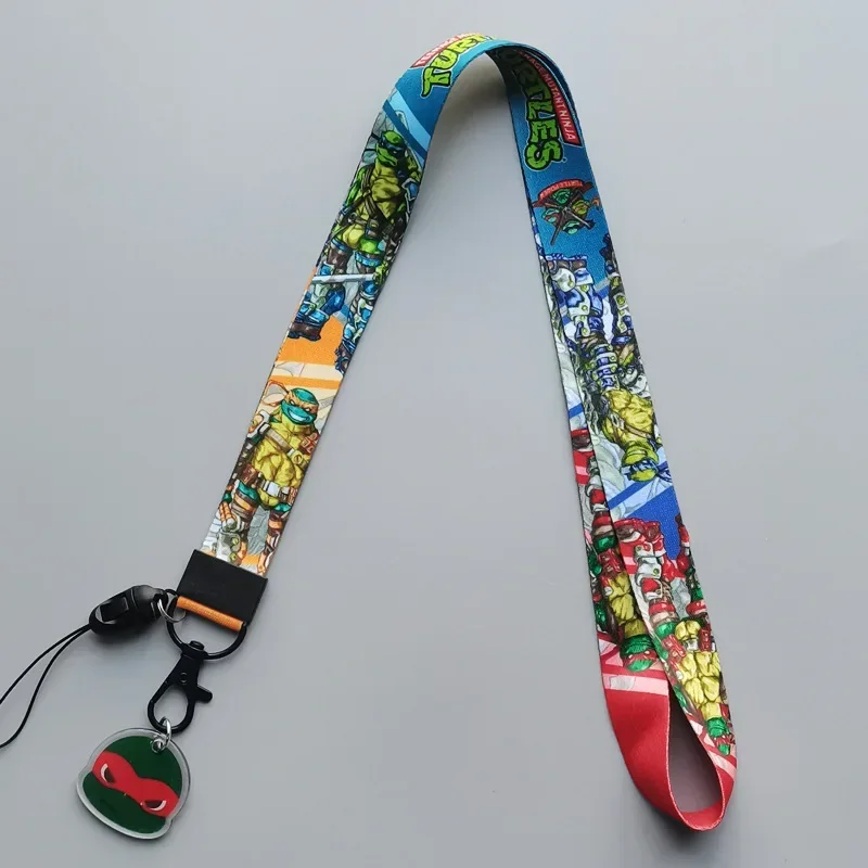 นินจาเต่า TMNT โทรศัพท์เชือกคล้องคอพวงกุญแจเชือกเส้นเล็ก ID การ์ดป้ายผู้ถือคีย์คอร์ด DIY เชือกแขวนอุปกรณ์เสริมโทรศัพท์มือถือ
