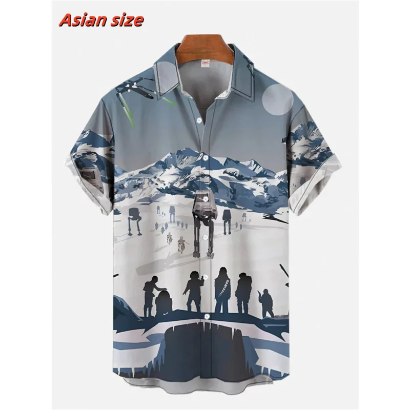 3D Printed Cool Mecha Aloha Shirt For Men Space Fight Pattern Blouse Summer Loose Short Sleeve Lapel Tops Hawaiian Shirts