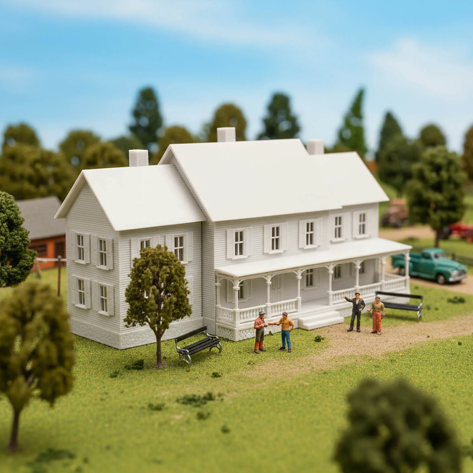Evemodel HO مقياس 1:87 نموذج Dwelling House Kit غير مصبوغ مبنى معماري غير مجمع