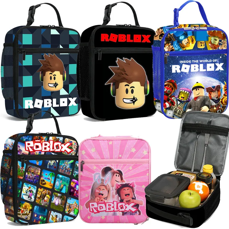 

Roblox Lunch Bag Kawaii High Capacity Student Storage Child Picnic Anime Cartoon Pattern Lunch Box Daily Necessities Boy Gift