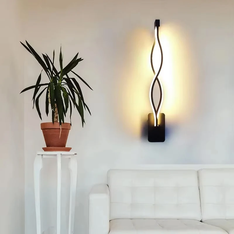 

Modern Minimalist LED Wall Light Black Living Room Bedroom Bedside Sconces Aisle Furniture Lighting Nordic Decorative Wall Lamp