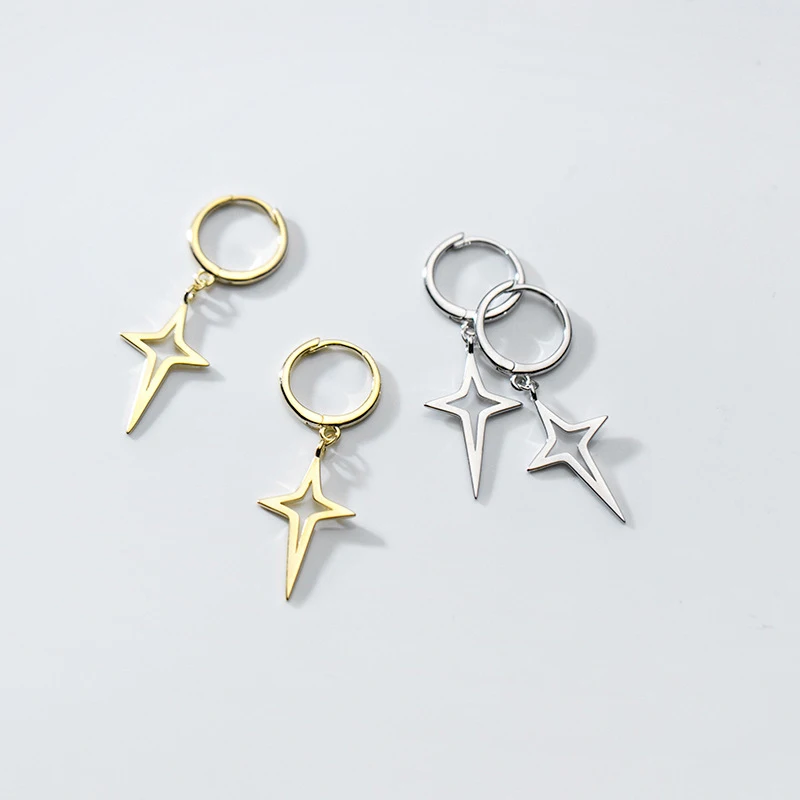 Modian Real 925 Sterling Silver Simple Stars Fashion Dangle Earrings For Women Fine Jewelry Star Pendant Party Drop Earrings