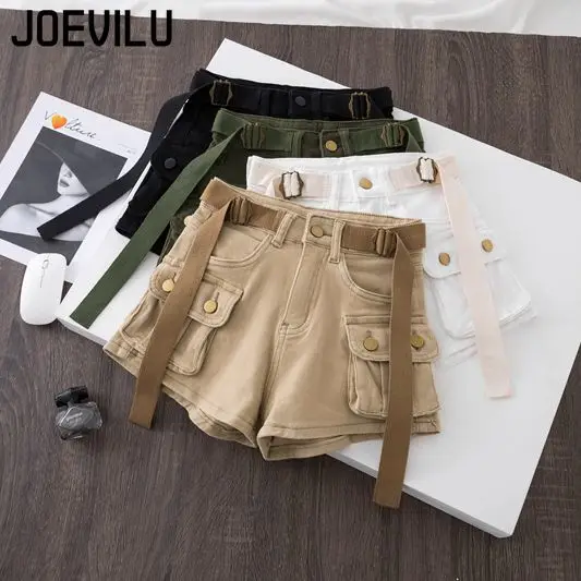 

Women's 2025 New High Waist Cargo Denim Shorts Stretch Slim Fit Butt Lifting Sexy Summer Hot Pants with Large Pockets Trendy Y2k