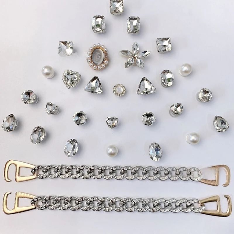 Clear Diamond Shoe Charme, DIY Decorações Sapato, Acessórios Botão, Fit para Goog Bag Slides, Sandálias Tamancos, Kids 'Presentes
