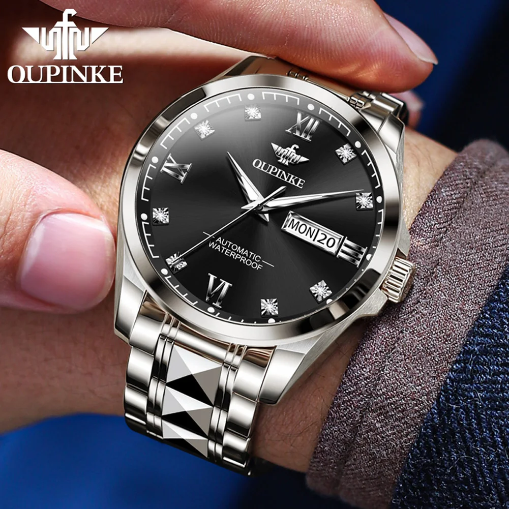 OUPINKE 3262 Mens Watch High Quality Fully Automatic Mechanical Watch 50M Waterproof Week Date Watch Original Luxury Top Brand