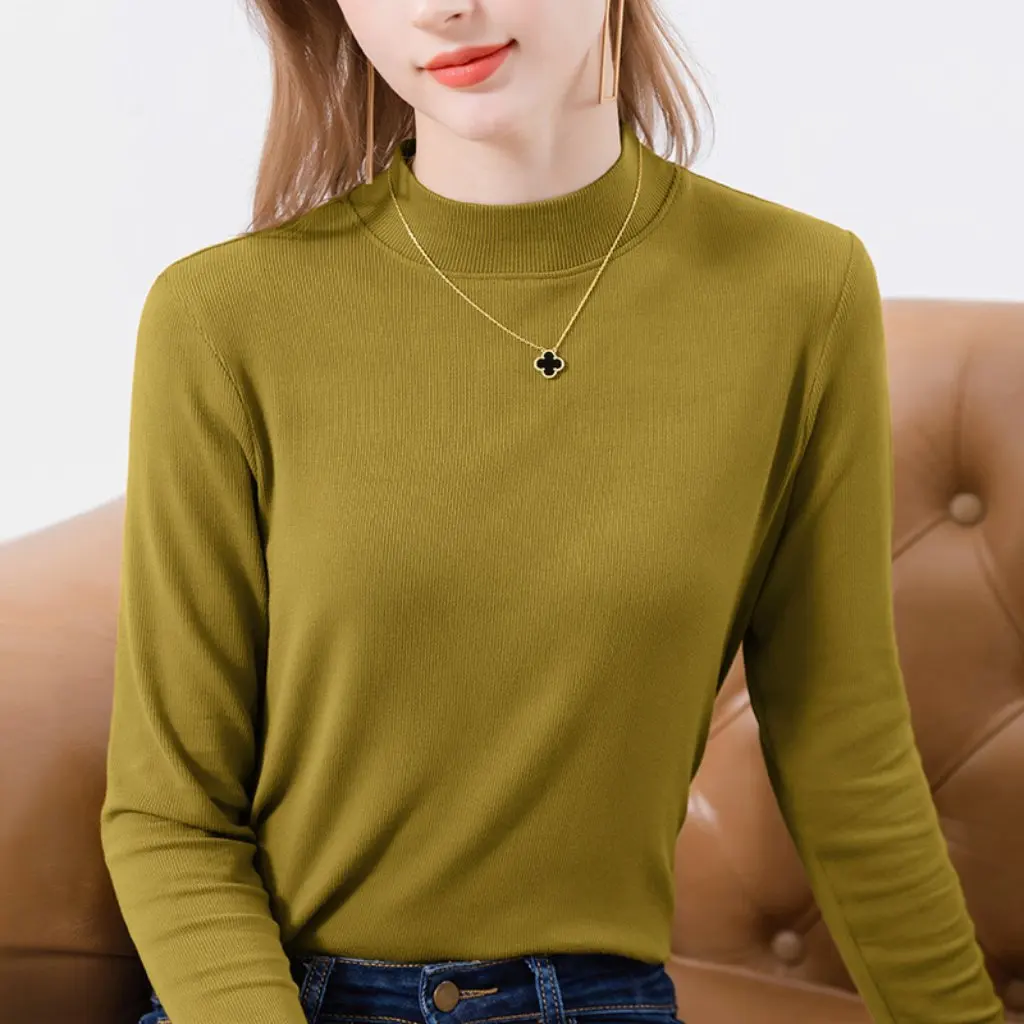 

Women's Half Turtleneck Long-Sleeved Shirt Modal Basic Inner Wear Top for Summer And Autumn