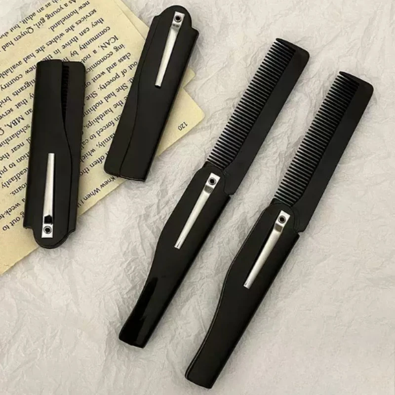 New Portable Folding Knife Types Horn Hair Combs Travel Commercial Plastic Small Comb for Men Women It Can Be Used Black Fashion