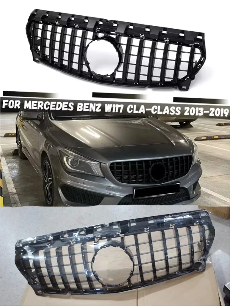 Frontgrill für Mercedes Benz CLA-Klasse W117 C117 2013 2014 2015 2016 2017 2018 2019 CLA180 CLA200 CLA250 CLA260 CLA35 CLA45 AMG Frontgrill Glänzend Schwarz