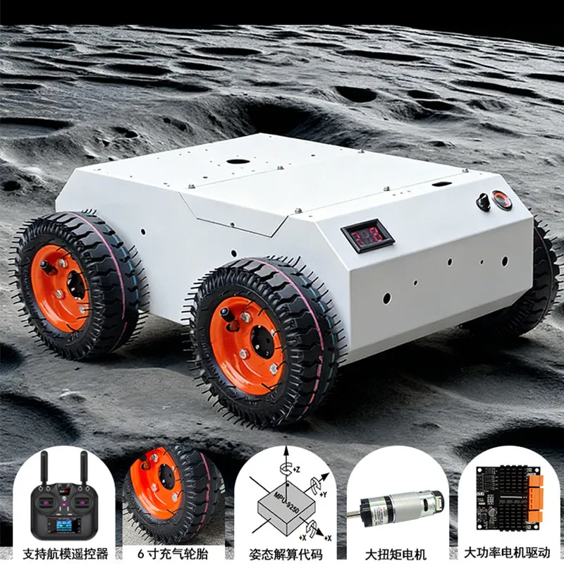 D420 ROS Robot Chassis 4WD Metal Frame Pneumatic Tires Encoder Motor Heavy Payload for SLAM Research
