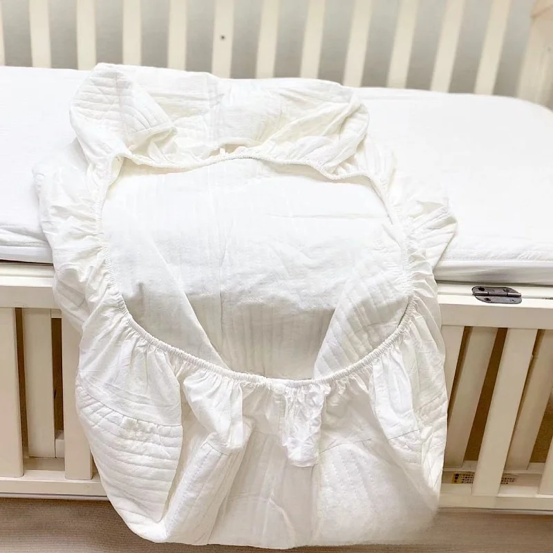 

Korean Sle Quilted Pure White Cotton Baby Bed Canopy Thiened Four Season Children's Bedding Cover for Newborn Babies