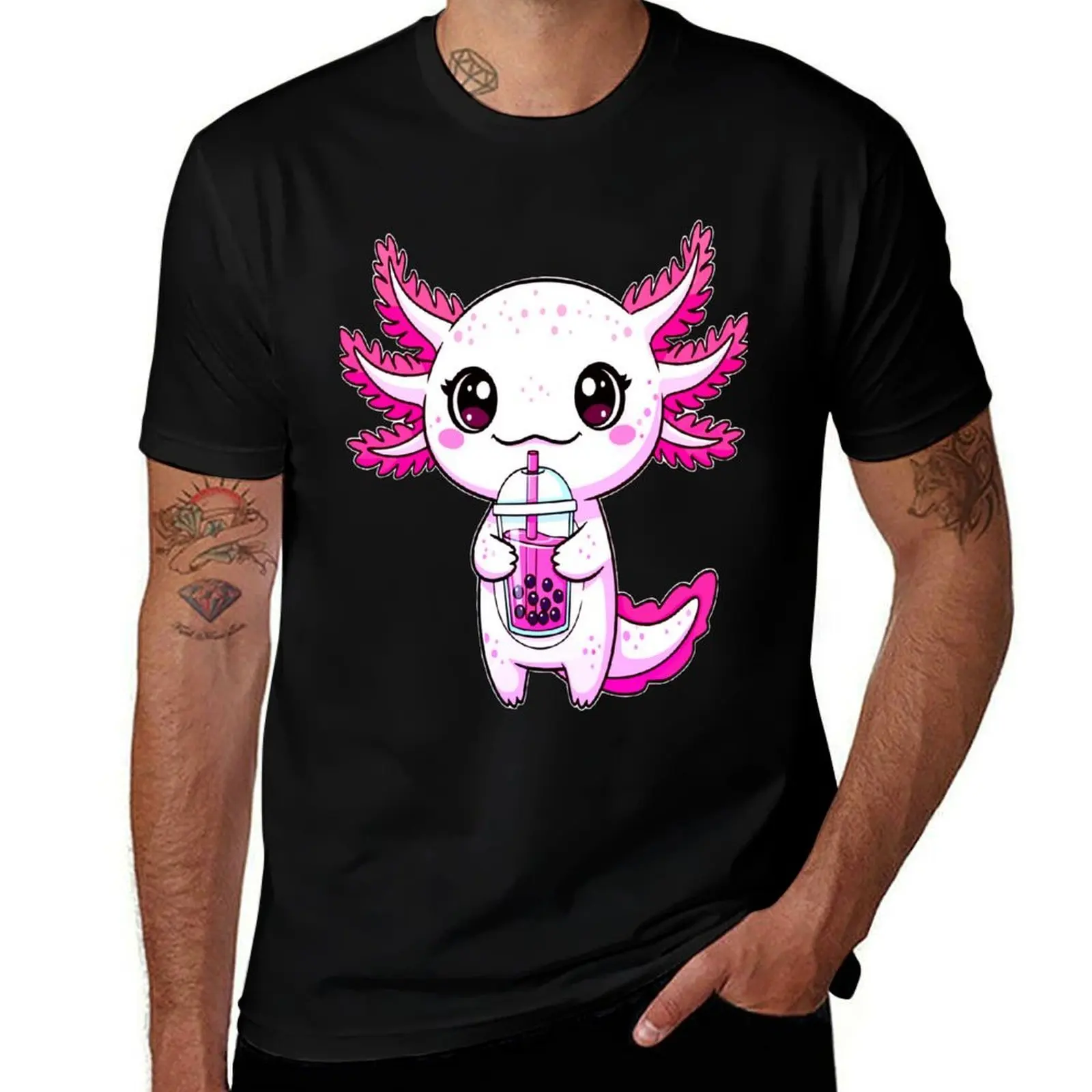 

Axolotl Boba Tee - Kawaii Bubble Tea T-Shirt custom t-shirts shirts graphic tee tshirts personalised Short sleeve tee men