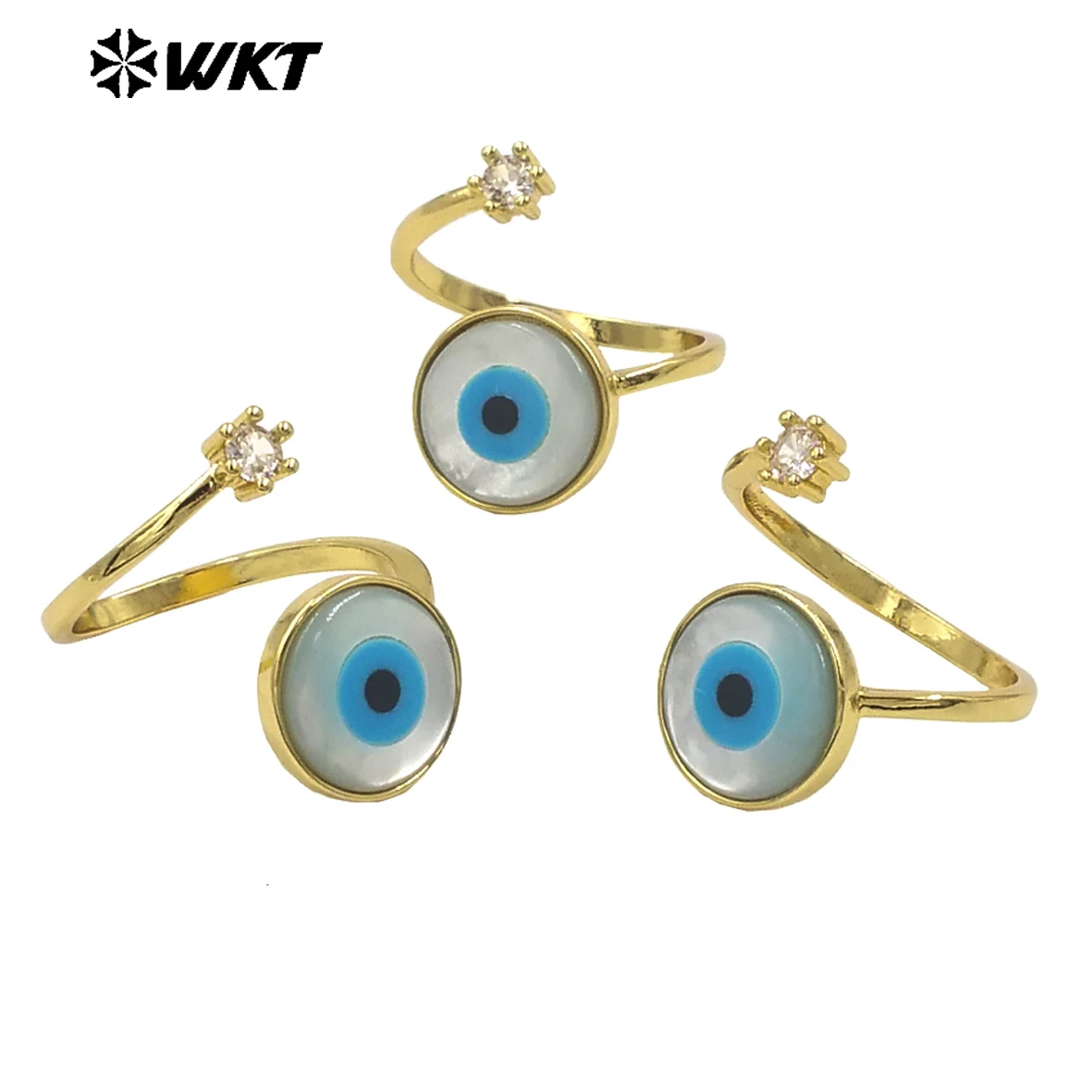 WT-MPR098 Trendy Lovely Devil Eyes And Shell With Cubic Zircon 18K Gold Plating Warp Design For Women Special Gifts ACC