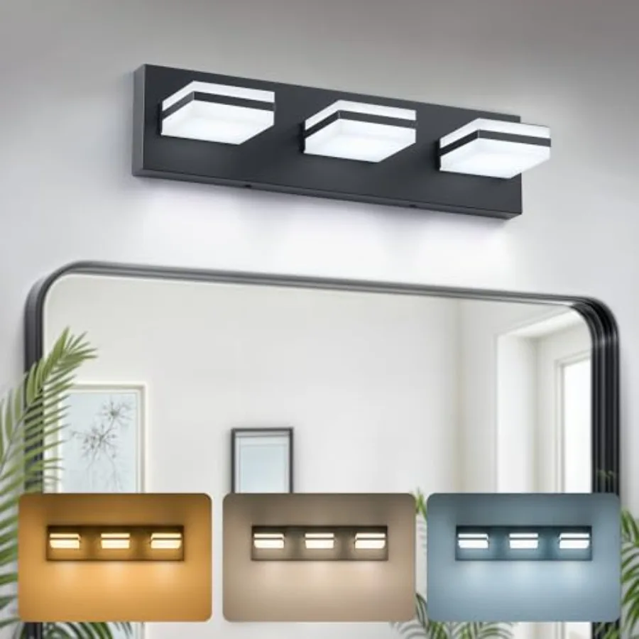 

Bathroom Vanity Light Fixture, Modern LED Vanity Lights, 3CCT Adjustable Bathroom Light with Memory Function Rotatable Shades,