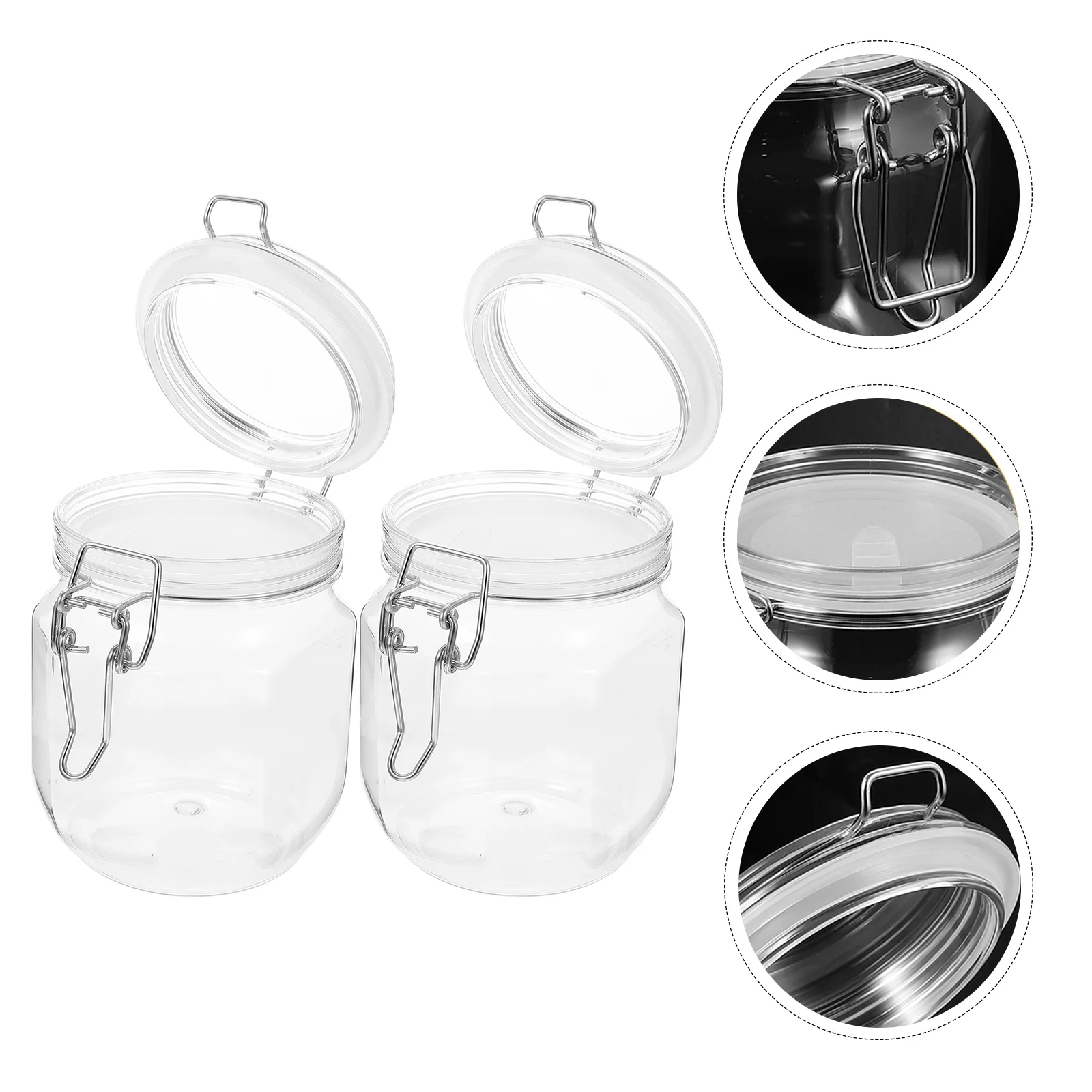 

2 Pcs Airtight Honey Jar Plastic Jars Transparent Small Jam Bottles Sealed with Lid Mason