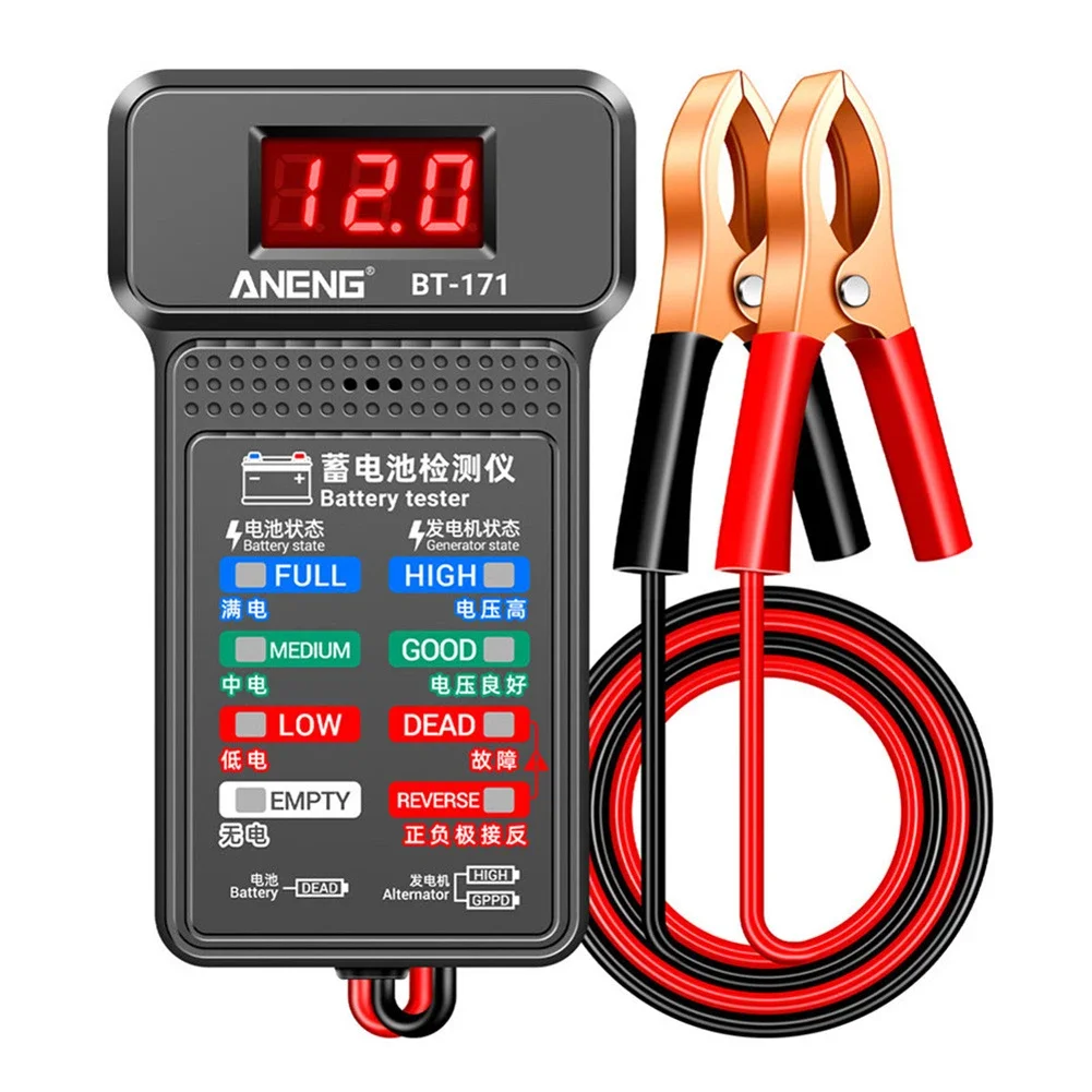 Cyfrowy tester akumulatorów 12V LCD Analizator akumulatorów samochodowych Tester układu rozruchowego Narzędzia diagnostyczne do sprawdzania