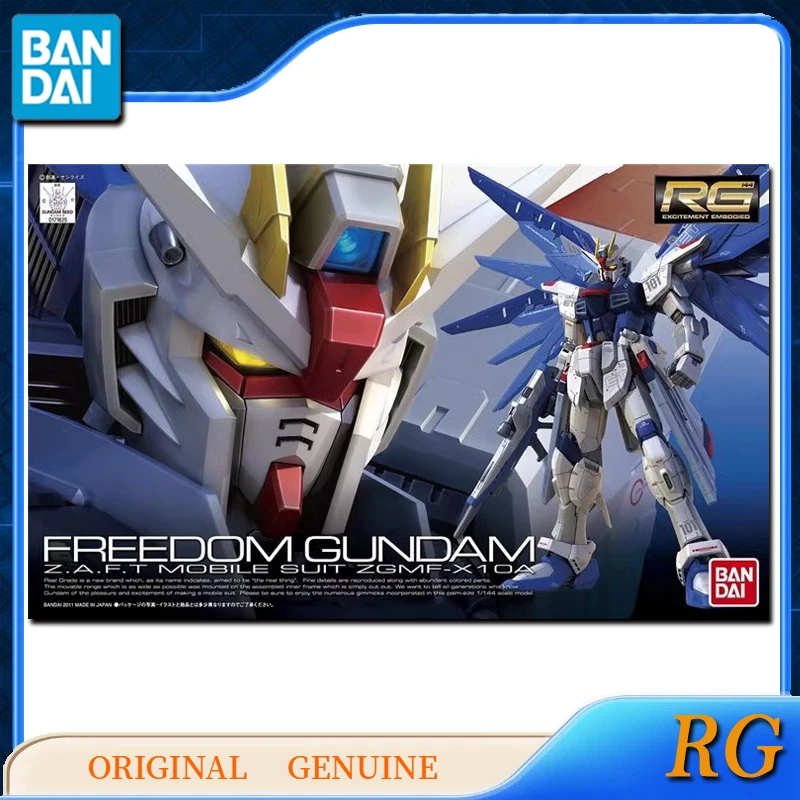 Bandai Original Genuine GUNDAM RG FREEDOM GUNDAM Anime Action Figures Toys for Boys Girls Kids Gift Collectible Model Ornaments