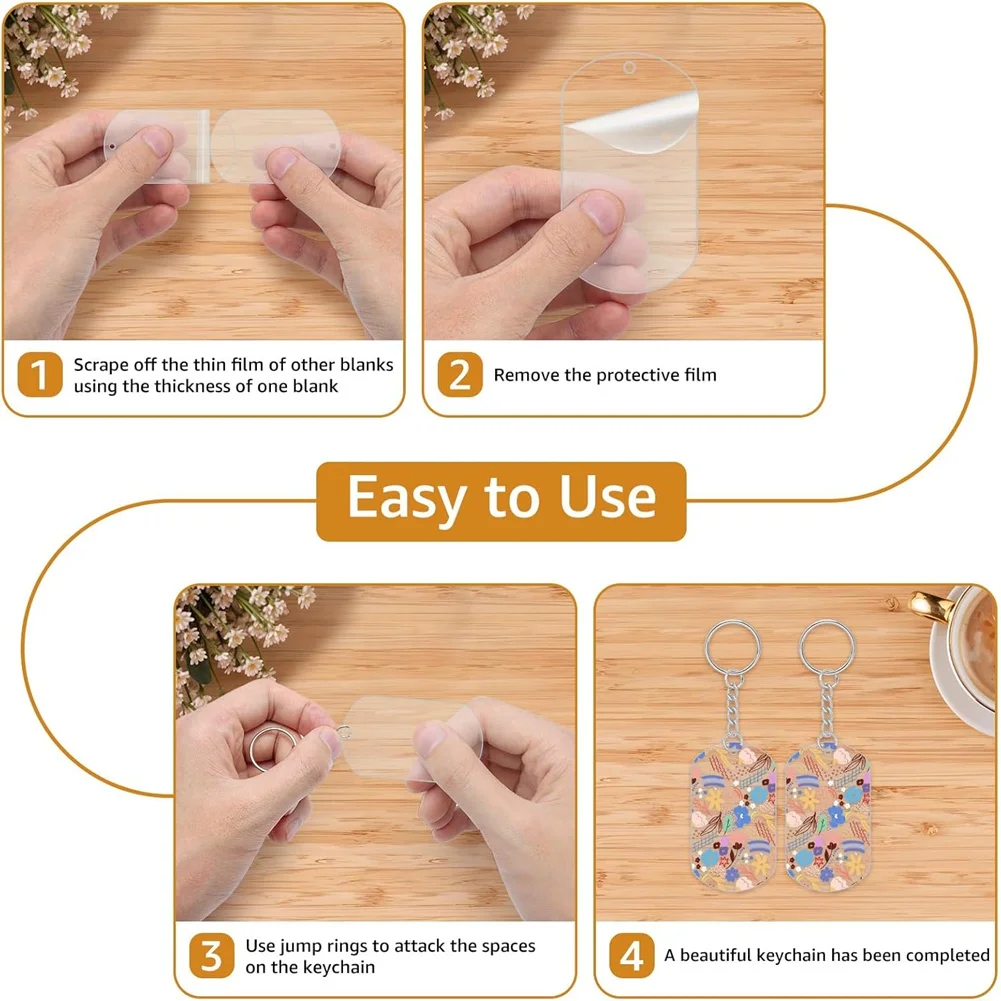 ABYA Acrylic Keychain Blanks Clear Ornament Blanks Set for DIY Keychain Crafts Jewelry Labels Gifts Packaging