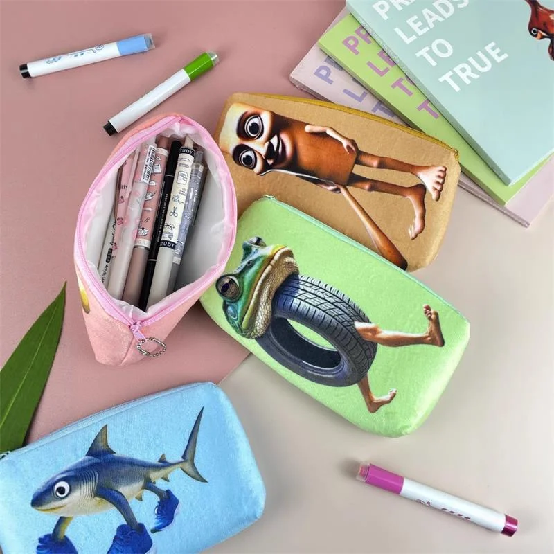 Quirky Cartoon Shanhaijing Pencil Case and Coin Purse with Large Storage Capacity
