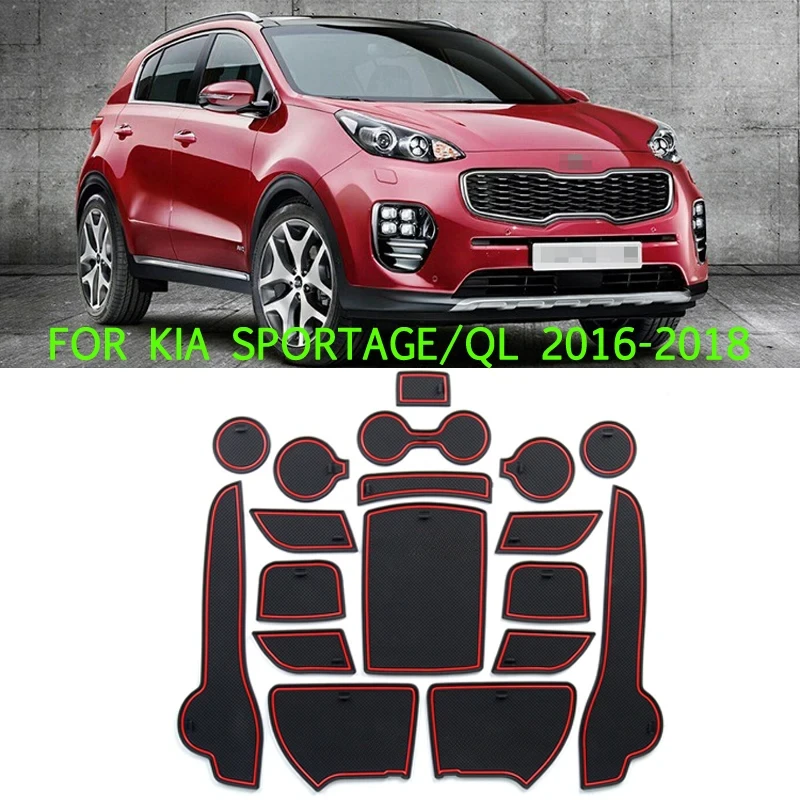 For KIA Sportage QL KX5 2016 2017 2018 2019 Rubber Anti-slip Mat Door Groove Cup pad Gate slot Coaster Interior Car Accessories