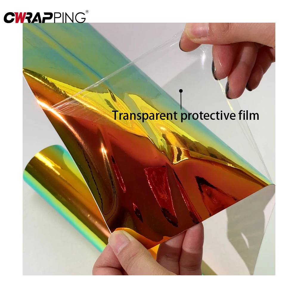 Car Stickers Vinyl Film Laser Plating Rainbow Yellow Stickers Waterproof Anti-scratch Body Color Change Film Auto Accessories
