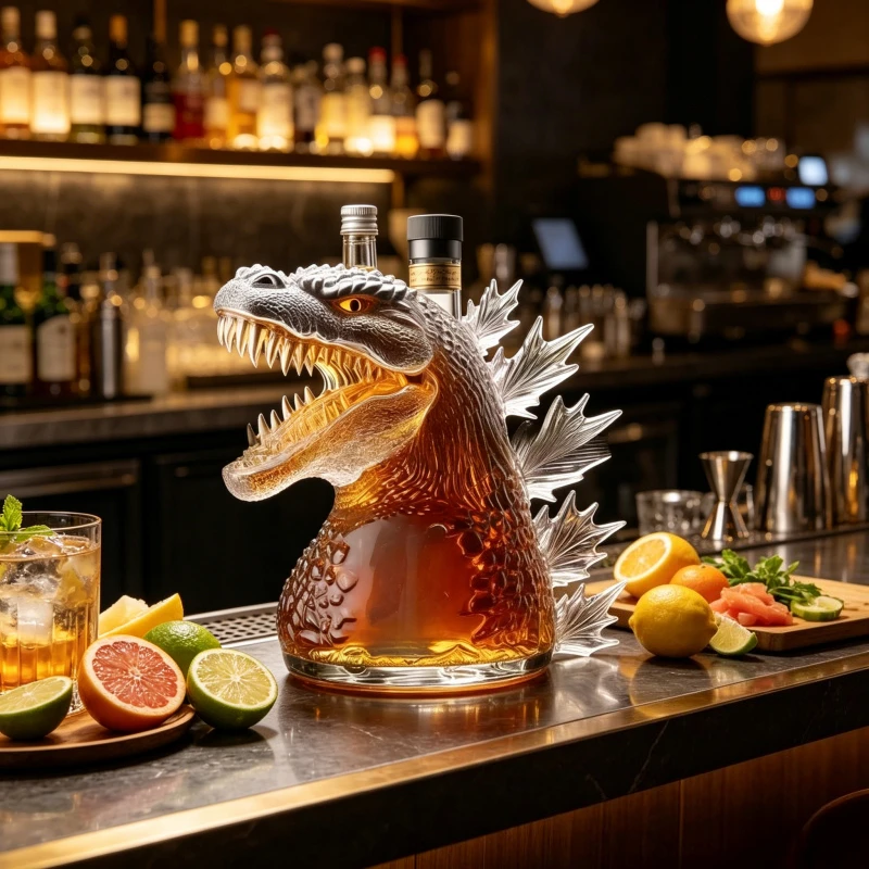 

Unique Dinosaur Monster Whiskey Bottle Novelty Glass Liquor Dispenser Creative Home Bar Decor & Gift for Dinosaur Enthusiasts