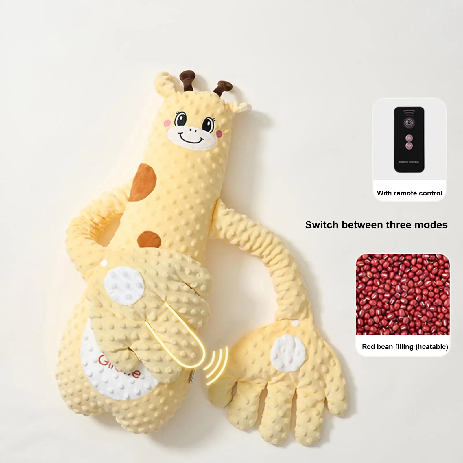 赤ちゃんの睡眠パターンをサポートする、手のひらパッド付きのぬいぐるみ型なだめるおもちゃ、3段階調節可能な電動ハンドピローで、赤ちゃんを落ち着かせ睡眠を促します