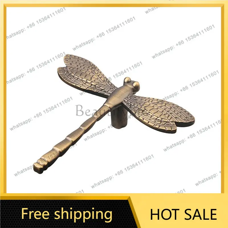 YJ Creative Dragonfly Cabinet Pulls Gold Drawer Handles Nordic American Style For Wardrobe Cupboard Furniture