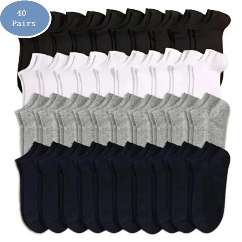 

10/20/30/40 Pairs Summer Solid Low Cut Ankle Socks Men Women Sports Socks Odor Proof Sweat Absorbing Sock Male lady Hosiery