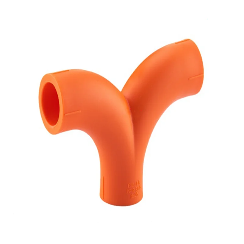 Orange PP-R water pipe hot melt connection fittings equal diameter Y-shaped tee (set of 5)