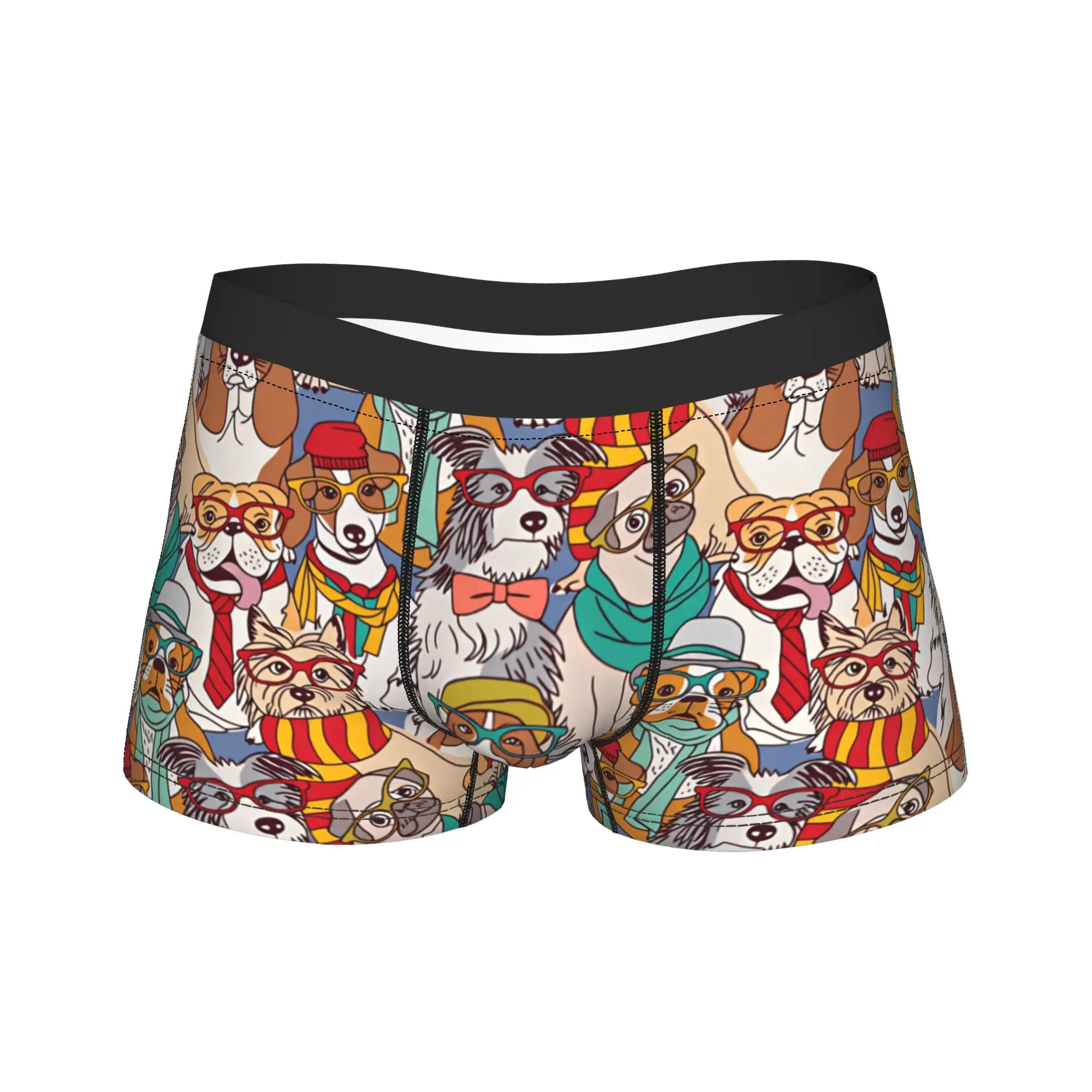 Cute dog fashion hipster seamless pattern Underwear Custom Boxer Shorts Hot Sale Males Underpants Comfortable Shorts Briefs Gift