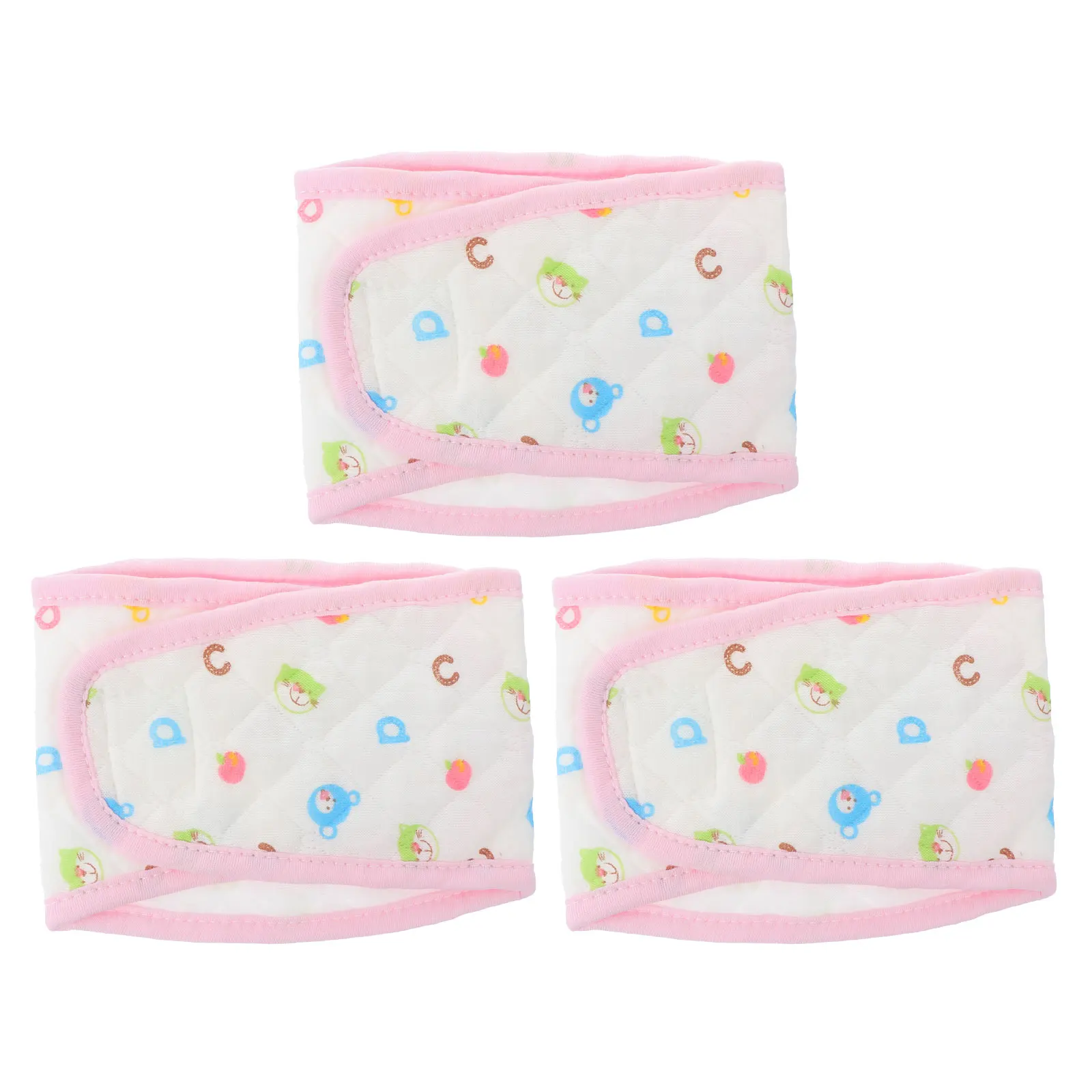 

3pcs Newborn Navel Belt Pink Ecological Cotton Printed Navel Belt Infant Wrap Warm Soft Protect Gifts