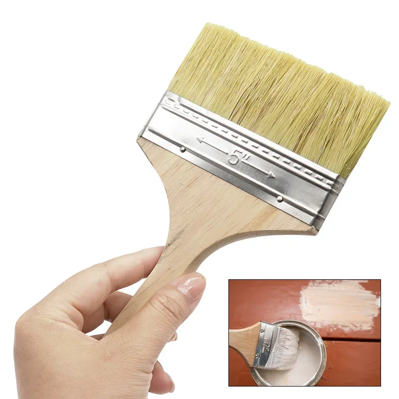 1/2/3/4/5/6/8 Inch Wooden Handle Paint Brush Bristle Brush for Furniture Home Wall Painting Dust Cleaning Tool