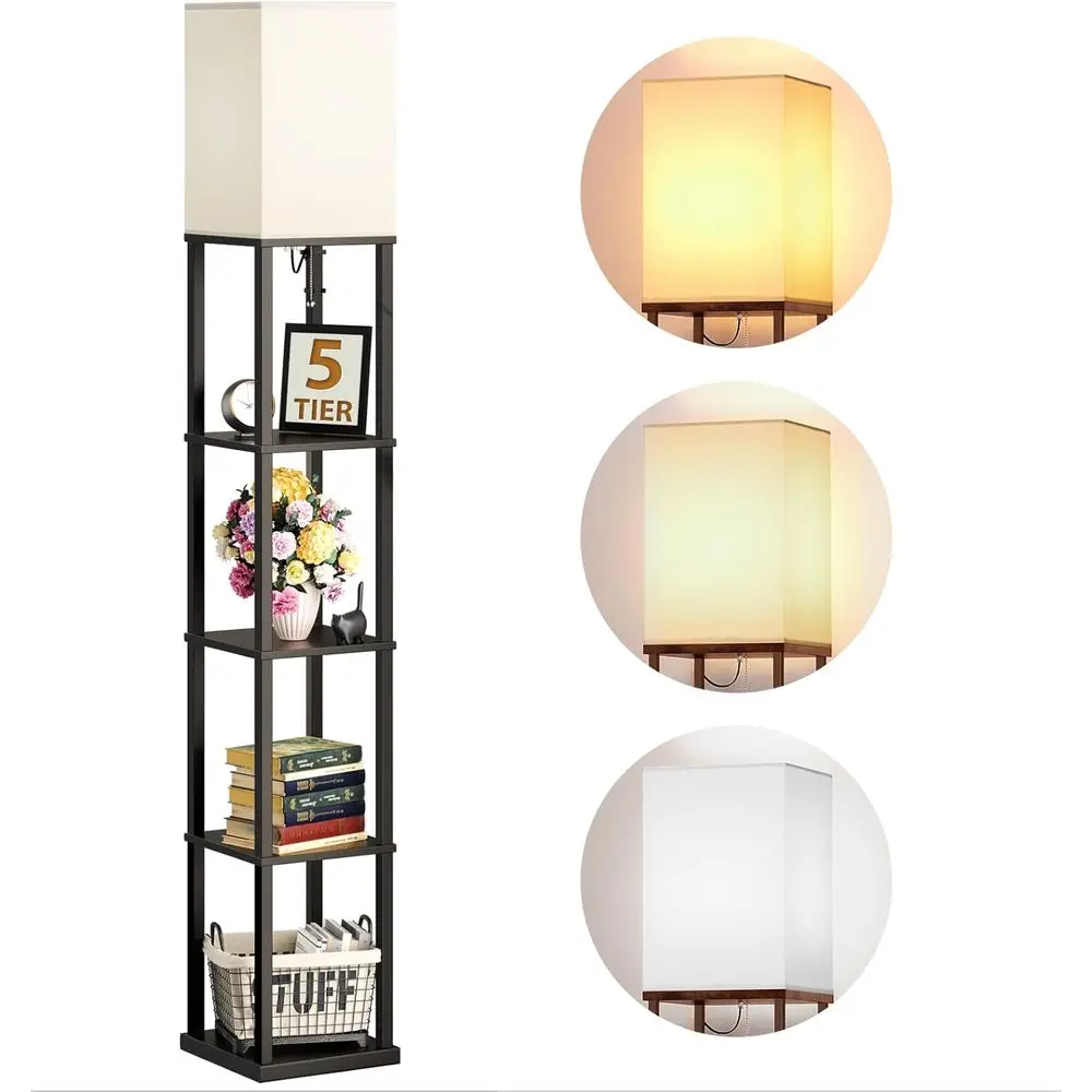 

Торшер с полками, 5-ярусный напольный светильник с LED-лампой 3CCT